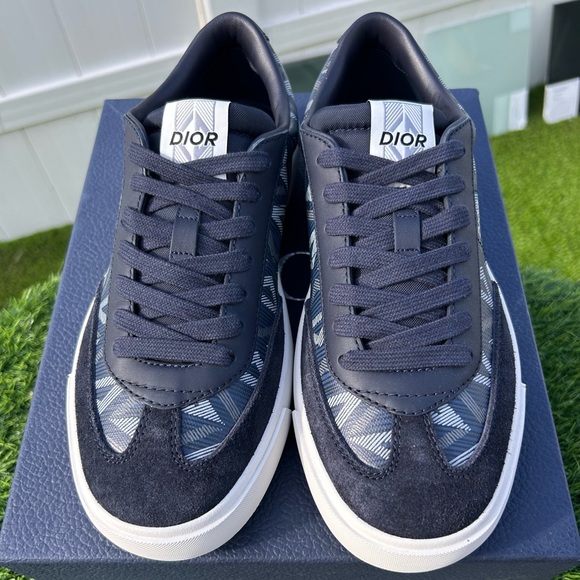 DIOR M-B101 SNEAKER CD DIAMOND MONOGRAM LOGO NAVY BLUE LEATHER SZ 40 NEW! - Picture 2 of 16